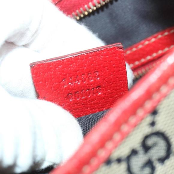 GUCCI GG Canvas Sherry Line Shoulder Bag Navy Red 144388 Auth ki3671 - Picture 12 of 16